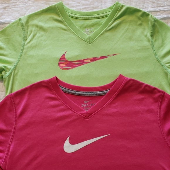 lime green and red nike shirt